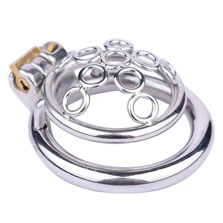 New Sissy Metal Welded Circles Chastity Cage, gallery view 3