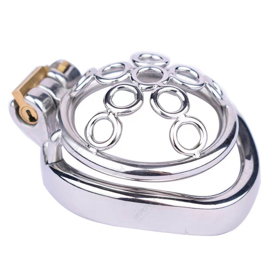 New Sissy Metal Welded Circles Chastity Cage, gallery view 2