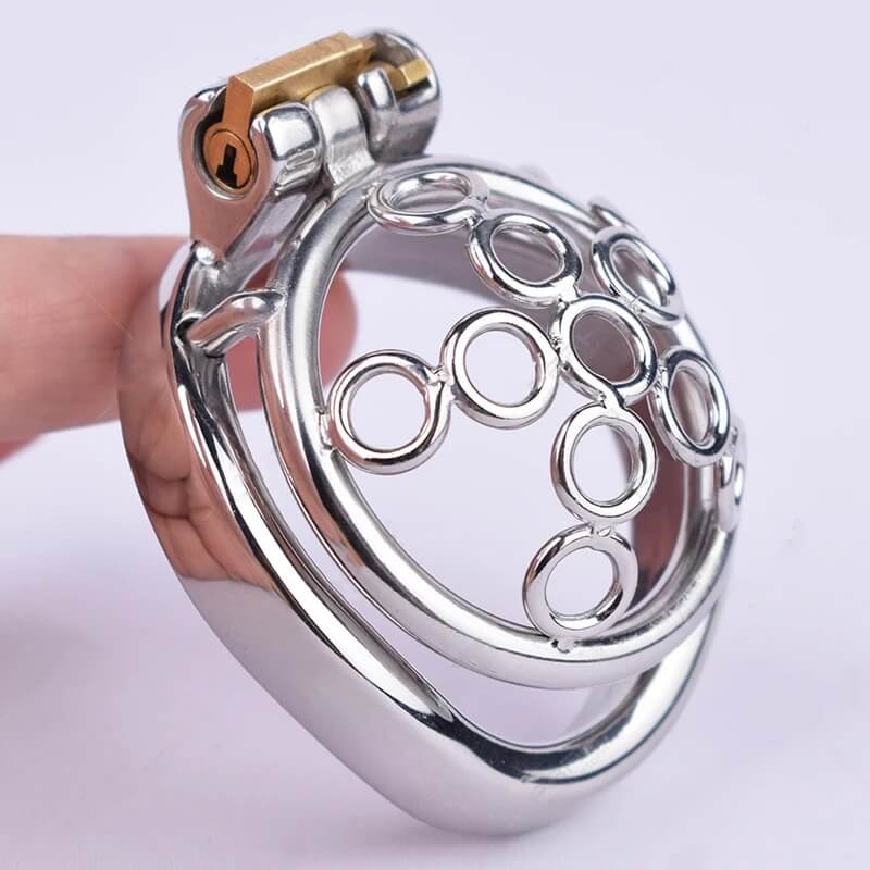 New Sissy Metal Welded Circles Chastity Cage, gallery view 4