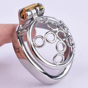 New Sissy Metal Welded Circles Chastity Cage