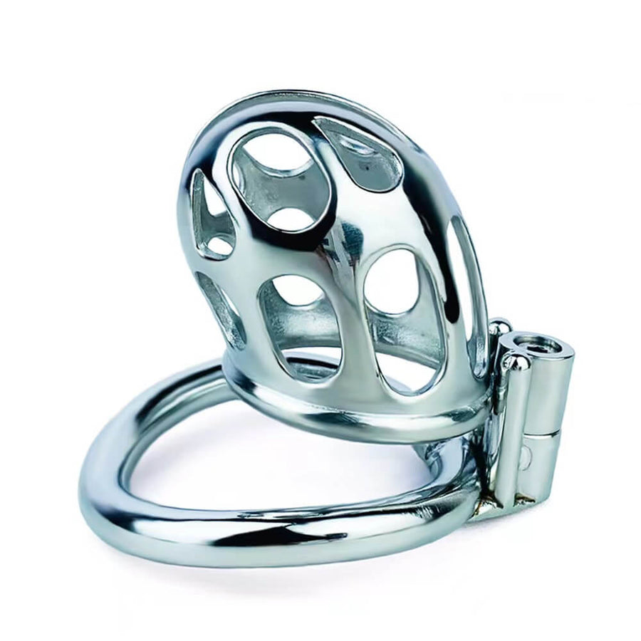 New Stainless Steel Chastity Cage With Uneven Ring, gallery view 5