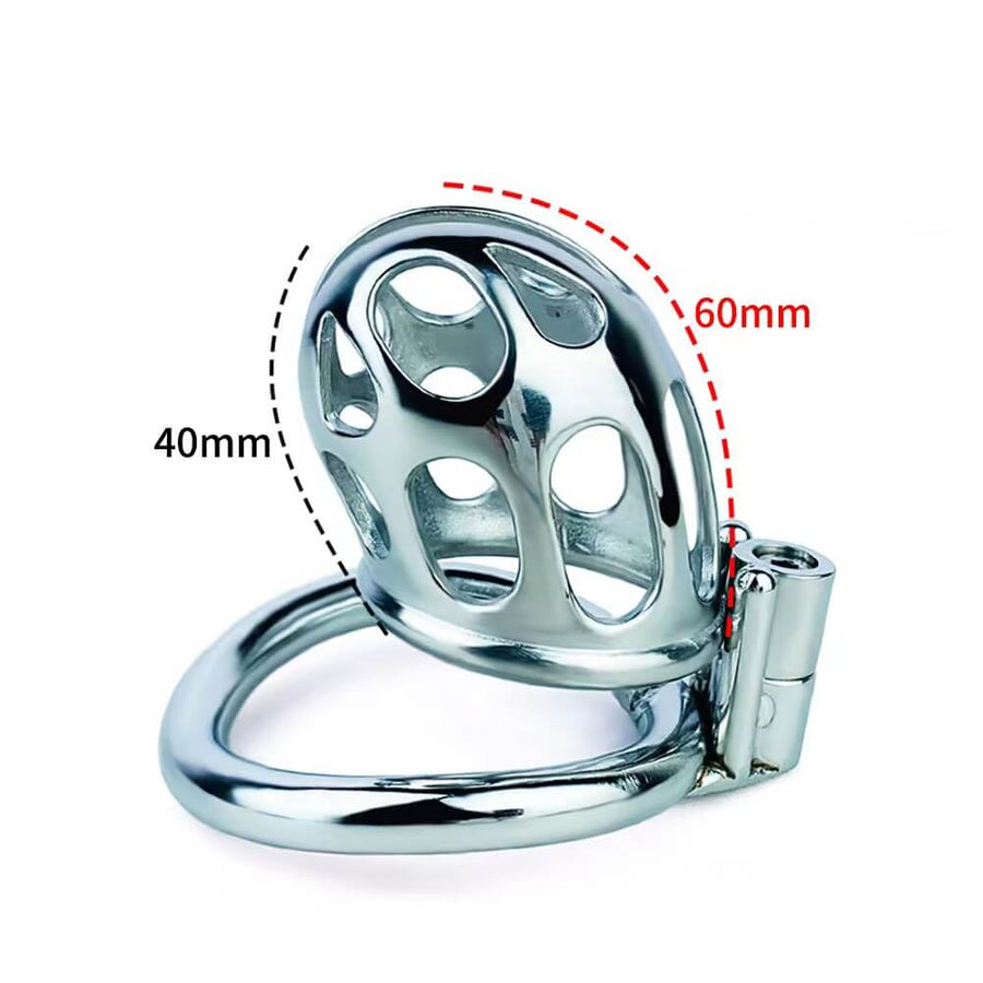 New Stainless Steel Chastity Cage With Uneven Ring, gallery view 6