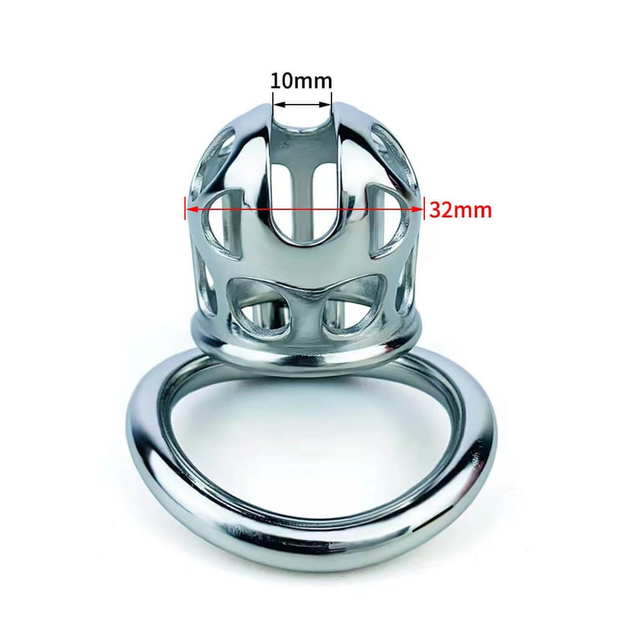 New Stainless Steel Chastity Cage With Uneven Ring, gallery view 7
