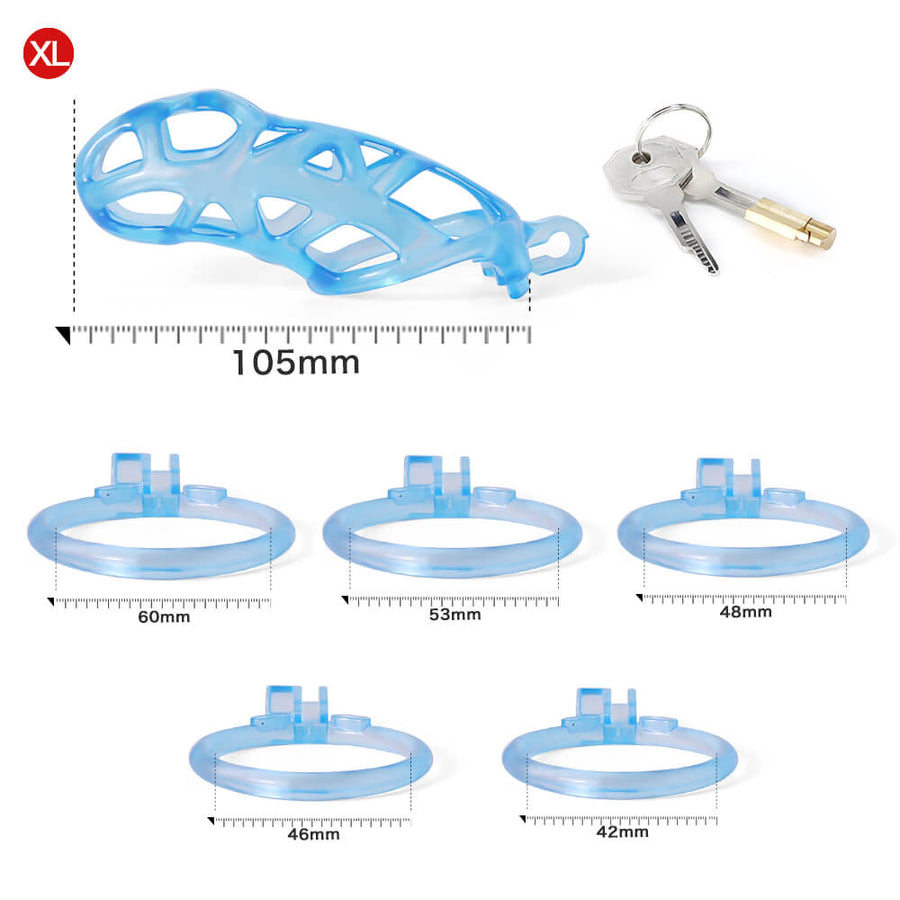 Ice Vision Desigh Blue Cobra Chastity Cage, gallery view 4