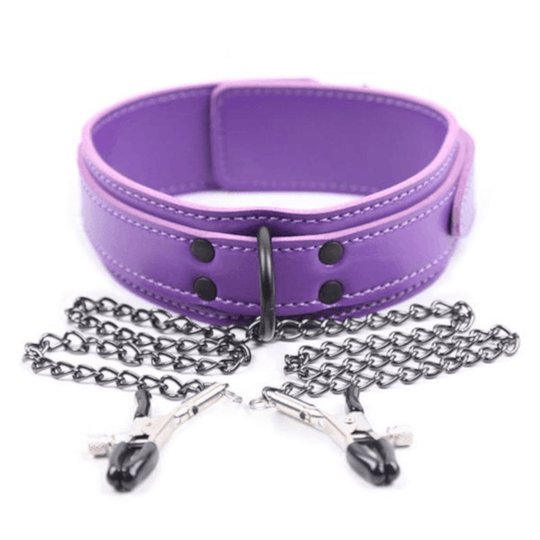 BDSM Slave Perfect Collar With Nipple Clamps product view