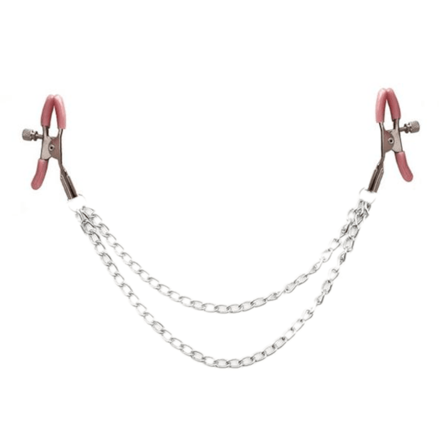 BDSM Dual Layer Nipple Clamps With Chain, gallery view 6