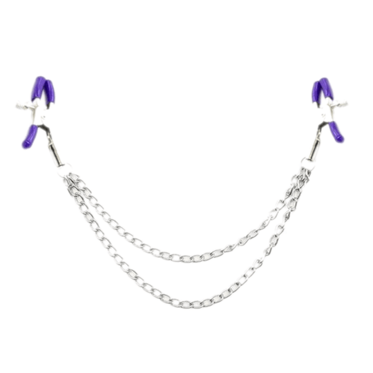 BDSM Dual Layer Nipple Clamps With Chain product view