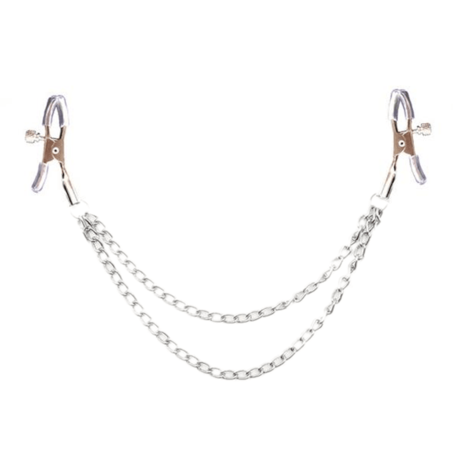 BDSM Dual Layer Nipple Clamps With Chain, gallery view 3