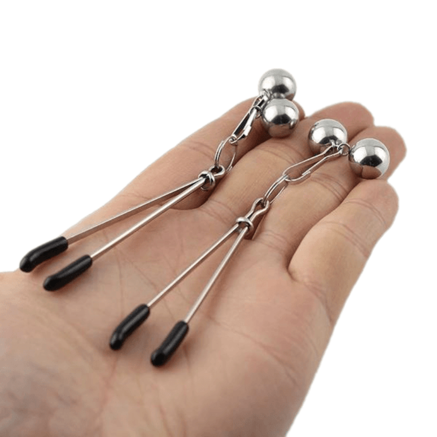 BDSM Silver Nipple Clamps With Bells, gallery view 6