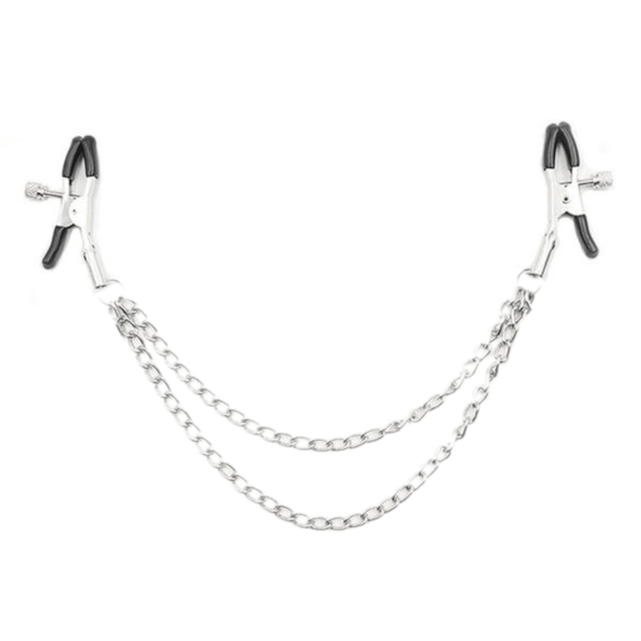 BDSM Dual Layer Nipple Clamps With Chain, gallery view 5