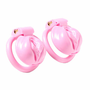 Pink Chastity Cage With 4 Rings