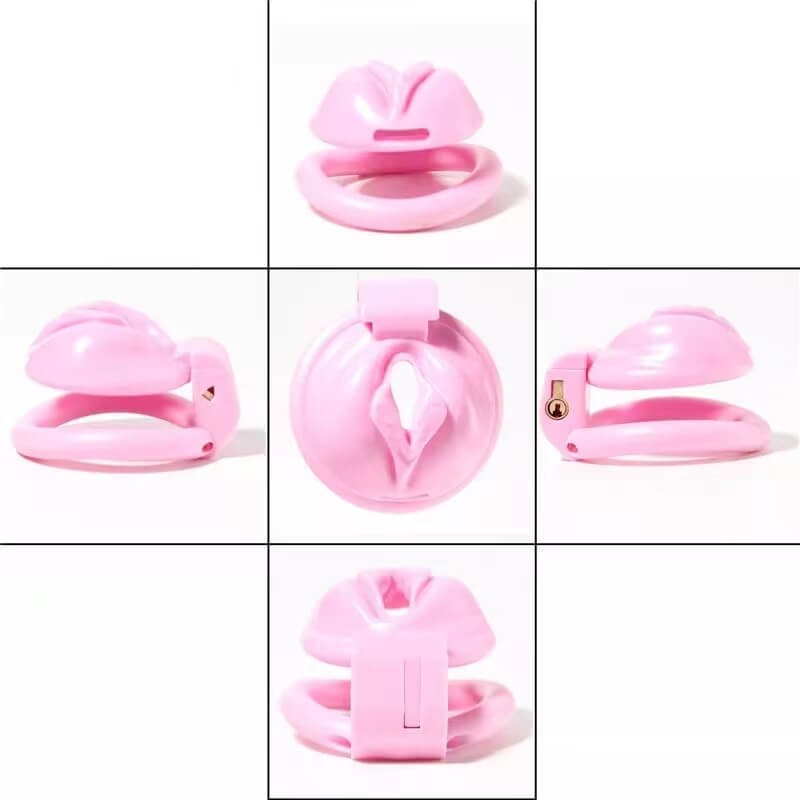 Pink Chastity Cage With 4 Rings, gallery view 3