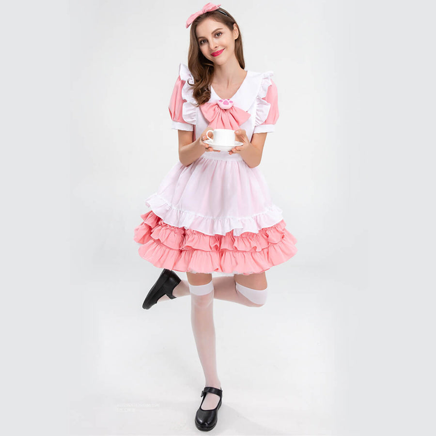 Pink Maid Outfit Cosplay Lolita Anime Costume, gallery view 5