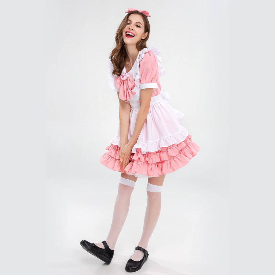 Pink Maid Outfit Cosplay Lolita Anime Costume, gallery view 6