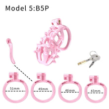 Charger l&#39;image dans la galerie, Kit de chasteté Cobra à rayures roses avec piquets à pointes
