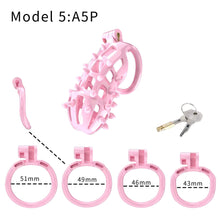 Charger l&#39;image dans la galerie, Kit de chasteté Cobra à rayures roses avec piquets à pointes
