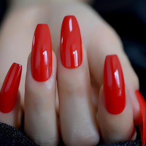 Long Stiletto Red Faux Nails BDSM