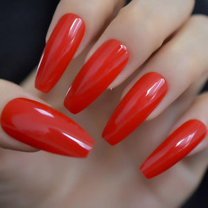 Faux ongles longs stylets rouges BDSM