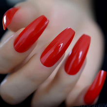 Load image into Gallery viewer, Long Stiletto Red Faux Nails BDSM
