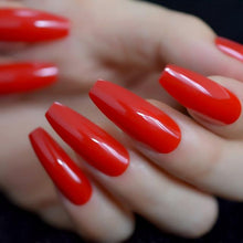 Load image into Gallery viewer, Long Stiletto Red Faux Nails BDSM
