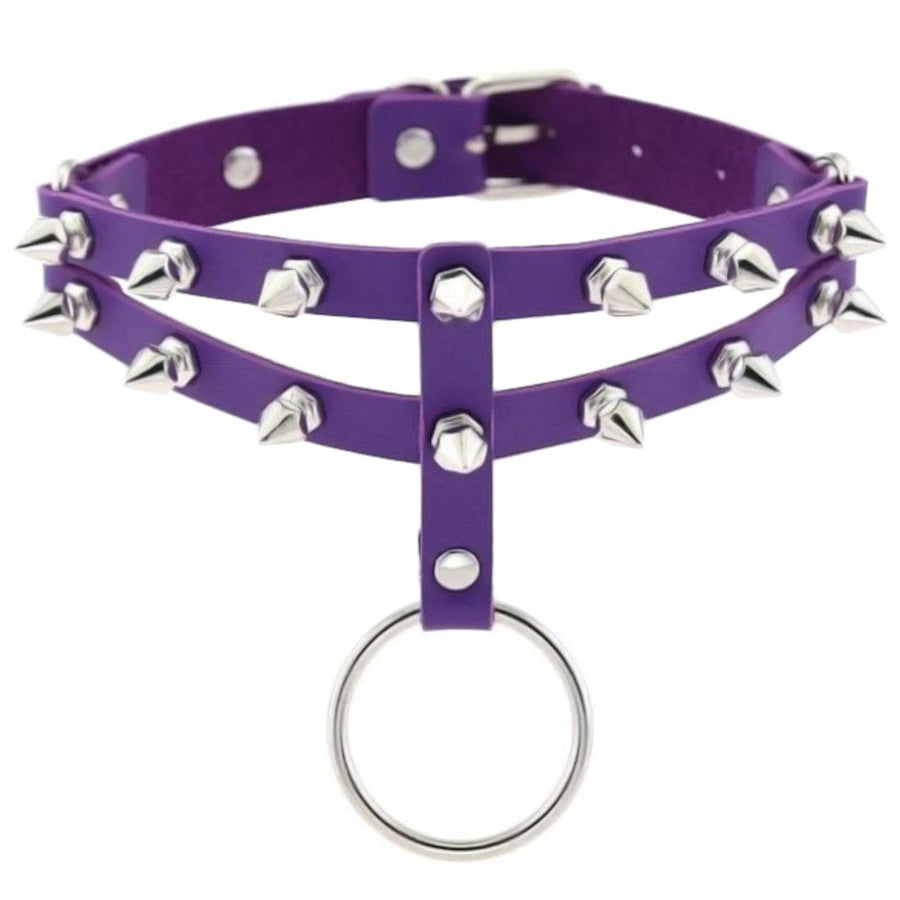 More Colored Studded Gothic Sub Collar, gallery view 11