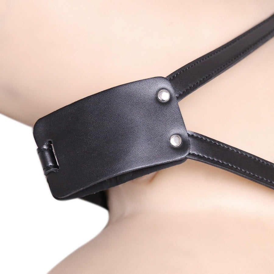 Black Leather Adjustable Strap On HarnessV, gallery view 3