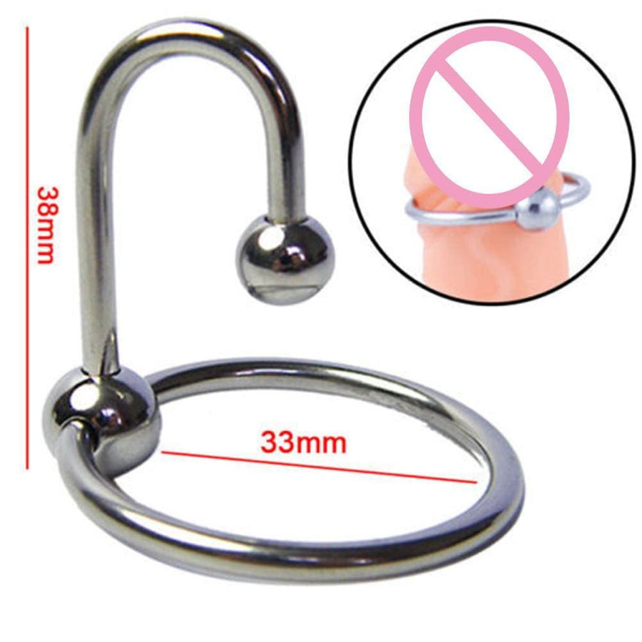 Stainless Cock Ring Urethral Plug BDSM, gallery view 4