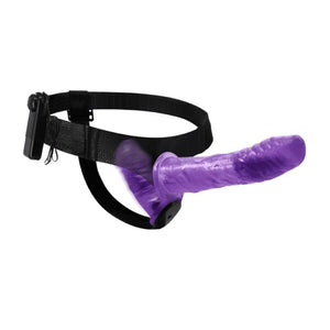 Sangle vibrante à double extrémité violette élégante sur BDSM