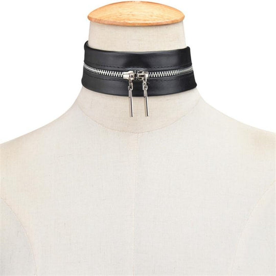 Zipper Cool Accent Leather Choker product view