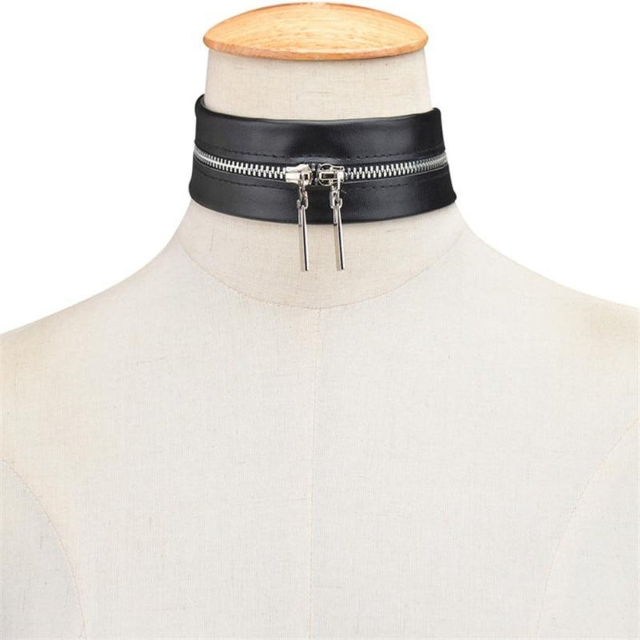 Zipper Cool Accent Leather Choker product view