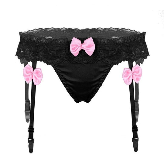 "Sissy Lilly" Bowknot Thong Panties w/ Garters product view