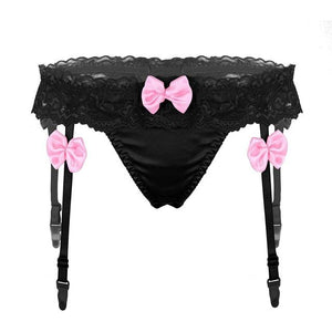"Sissy Lilly" Bowknot Thong Panties w/ Garters