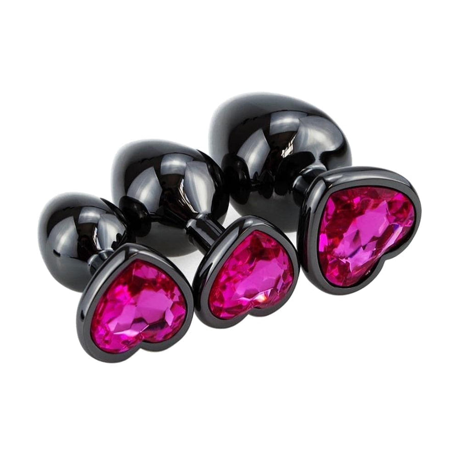 Black Metal 3-Piece Butt Plug Kit BDSM product view