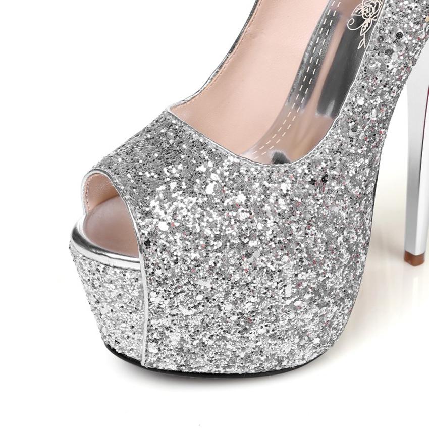 "Sissy Stephanie" Peep Toe Glitter Pumps, gallery view 4