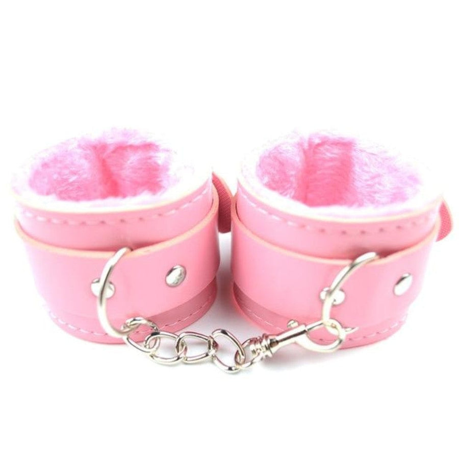 Cute Pink Fuzzy Hand Cuffs BDSM, gallery view 2