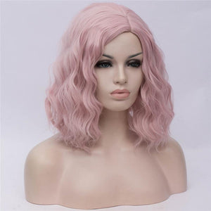 14 Inches Pink Short Curly Wig