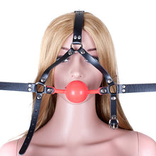 Load image into Gallery viewer, Head Harness Open Mouth Ball Gag Leather
