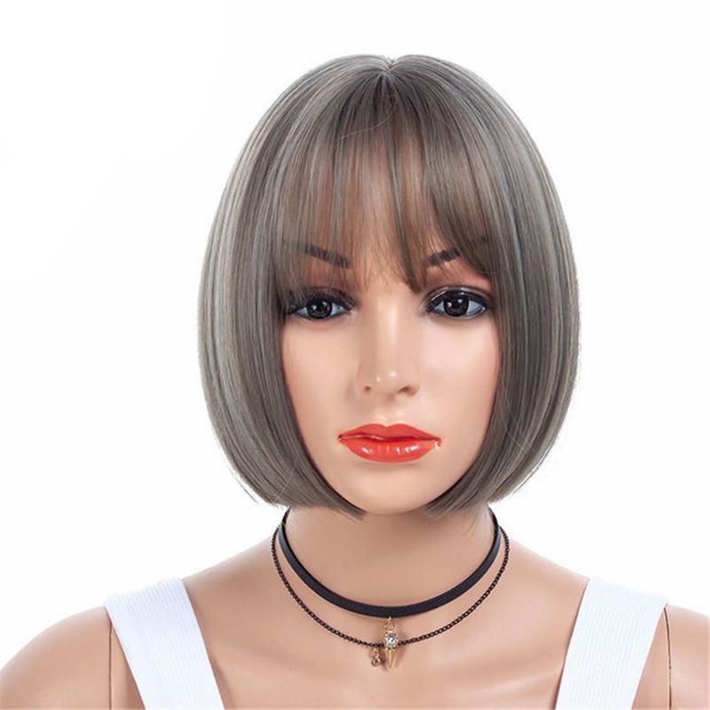 10 Inches Short Bob Wig with Bangs, gallery view 4