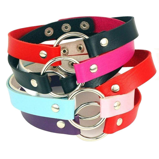 BDSM Colorful Synthetic Leather Choker product view