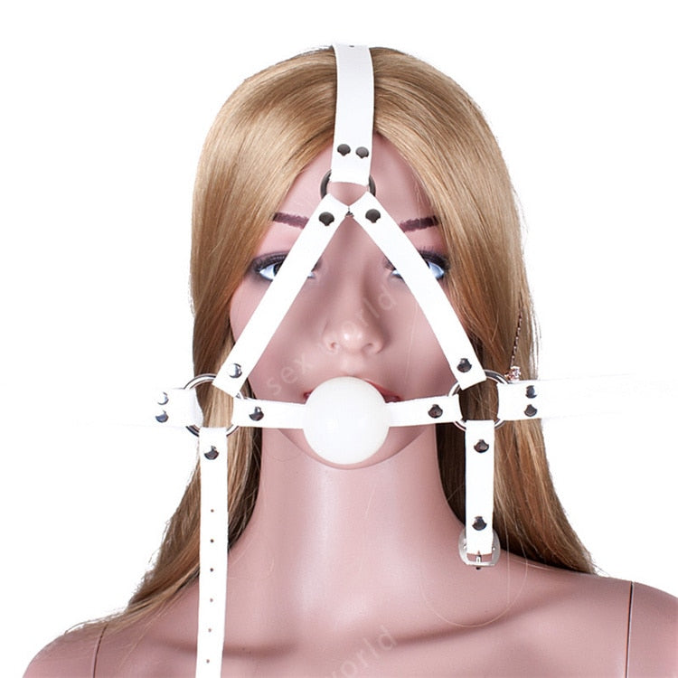 Head Harness Ball Mouth Gag White product view