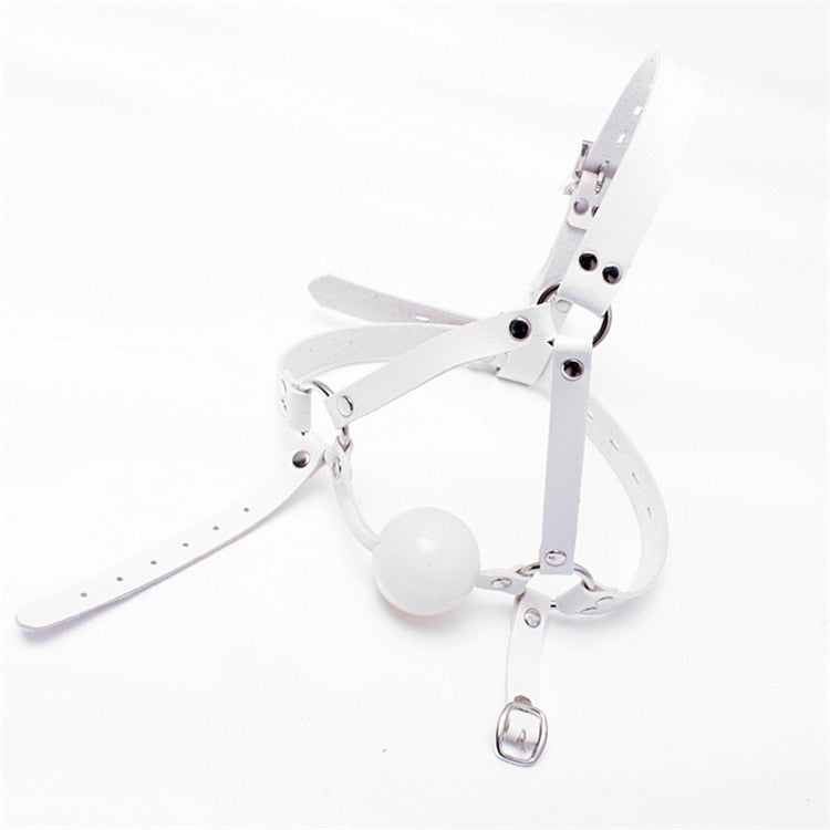 Head Harness Ball Mouth Gag White, gallery view 3