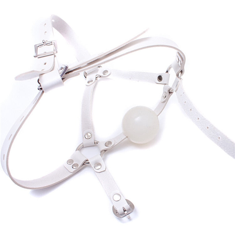 Head Harness Ball Mouth Gag White, gallery view 4
