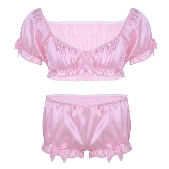 Silky Crop Top Lingerie Set