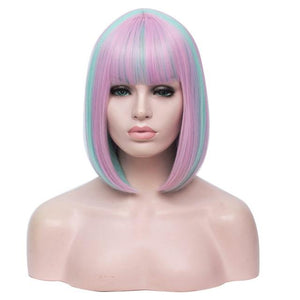 14 Inches Bicolor Straight Short Wig