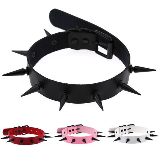 Human Gothic Bondage Spiked Collar product view
