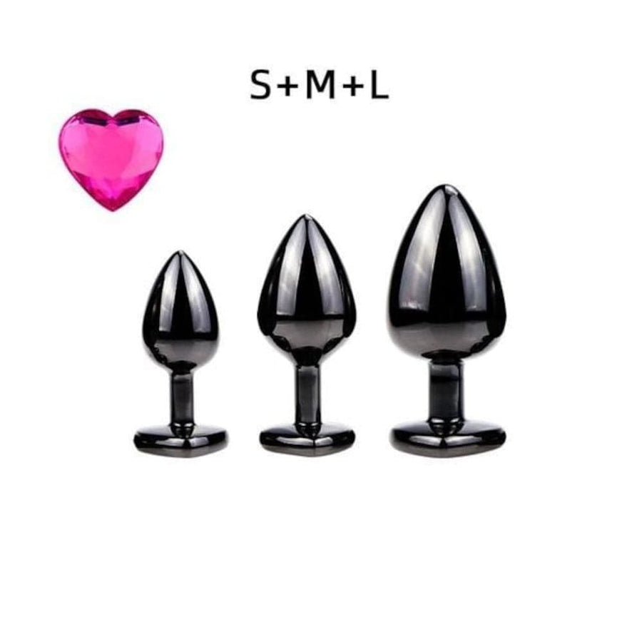 Black Metal 3-Piece Butt Plug Kit BDSM, gallery view 5