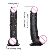 Lade das Bild in den Galerie-Viewer, Aufreizender realistischer 9-Zoll-Dildo in Schwarz für BDSM
