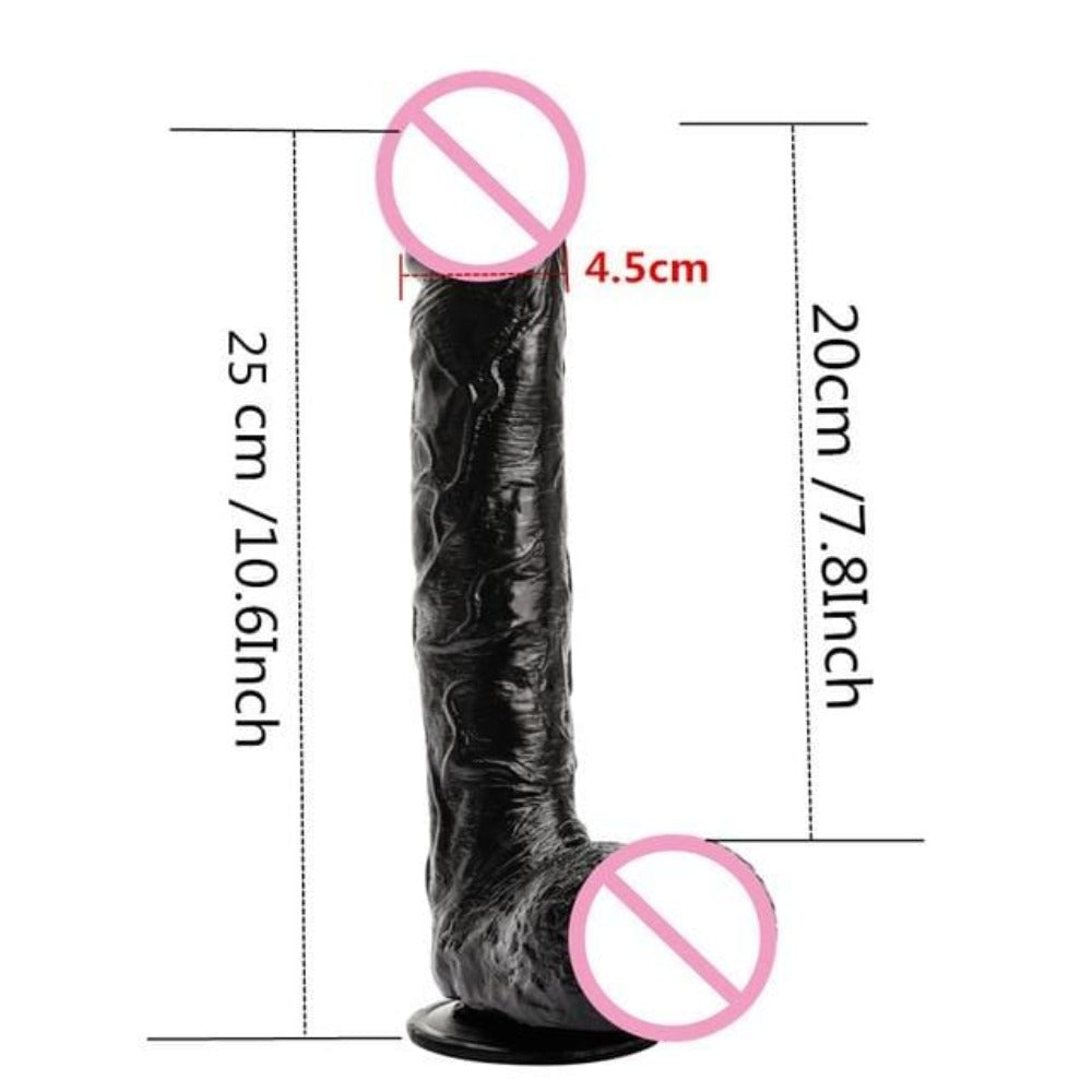 Aufreizender realistischer 9-Zoll-Dildo in Schwarz für BDSM