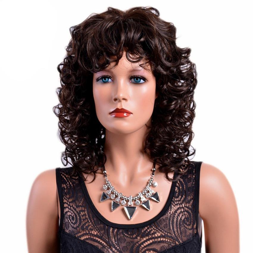 16 Inches Medium Curly Wig with Bangs product view