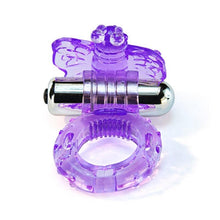 Load image into Gallery viewer, Purple Vibrating Butterfly Cock Ring BDSM
